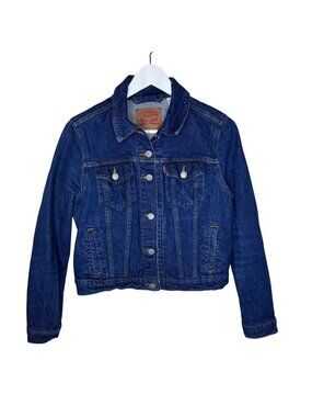 Levis Women's Dark Wash Classic Jean Jacket Trucker Jacket, Size Large
